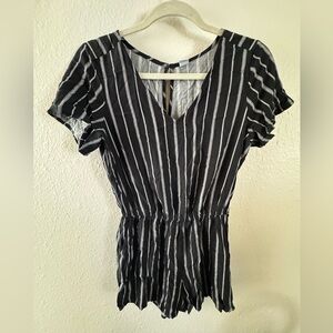 Old Navy Black and White Striped Romper